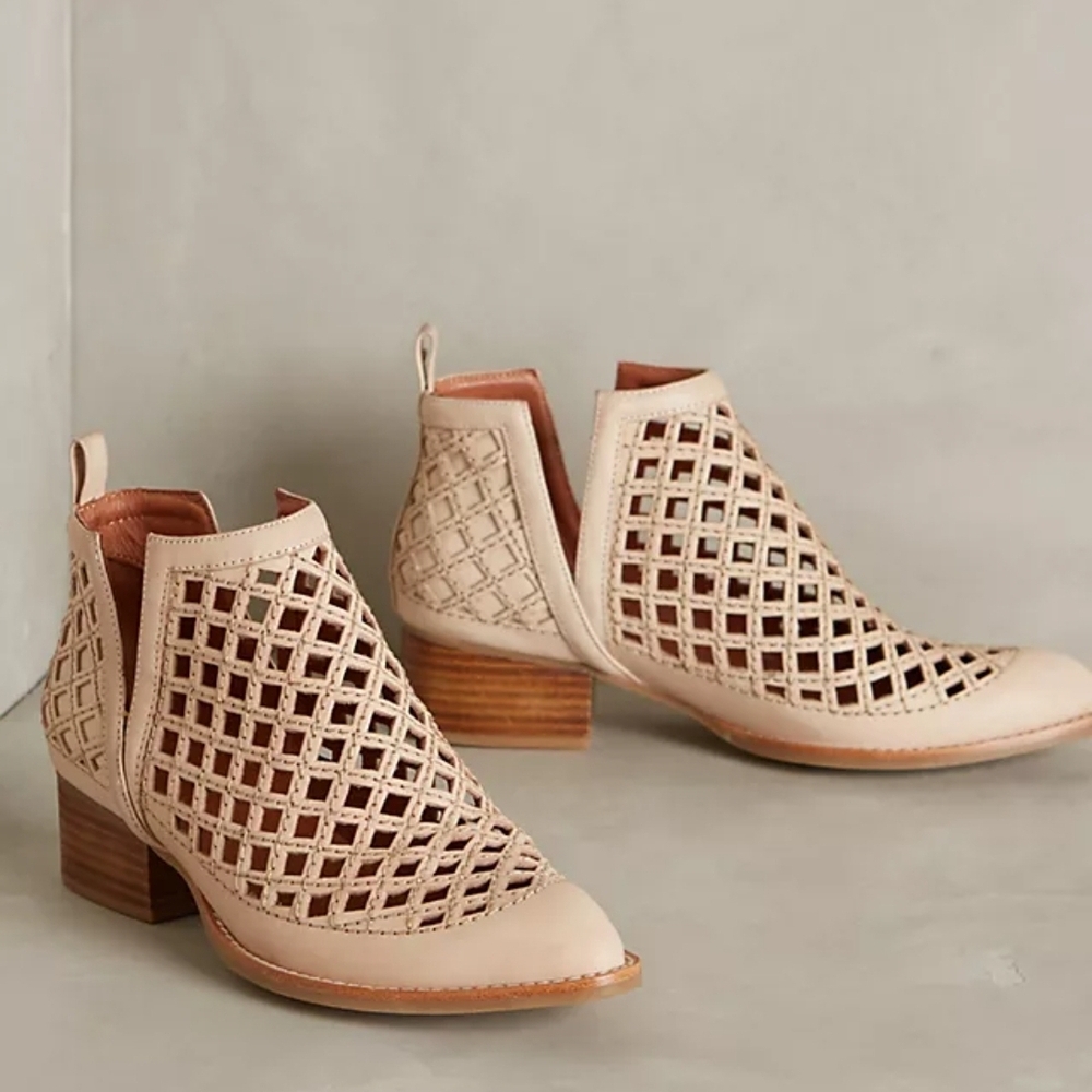 Jeffrey Campbell Beige Cutout Ankle Booties
